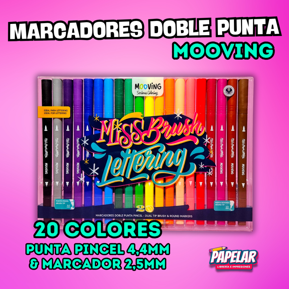 MARCADOR DOBLE PUNTA X20 MOOVING COLORS LETTERING