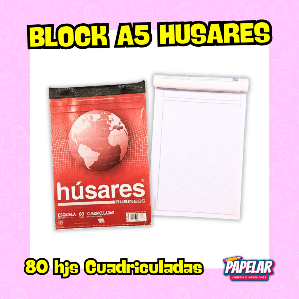 BLOCK HUSARES A5 cuadriculado
