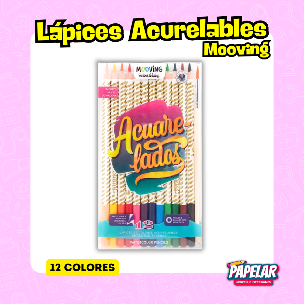 LAPICES ACUARELABLES X 12 MOOVING