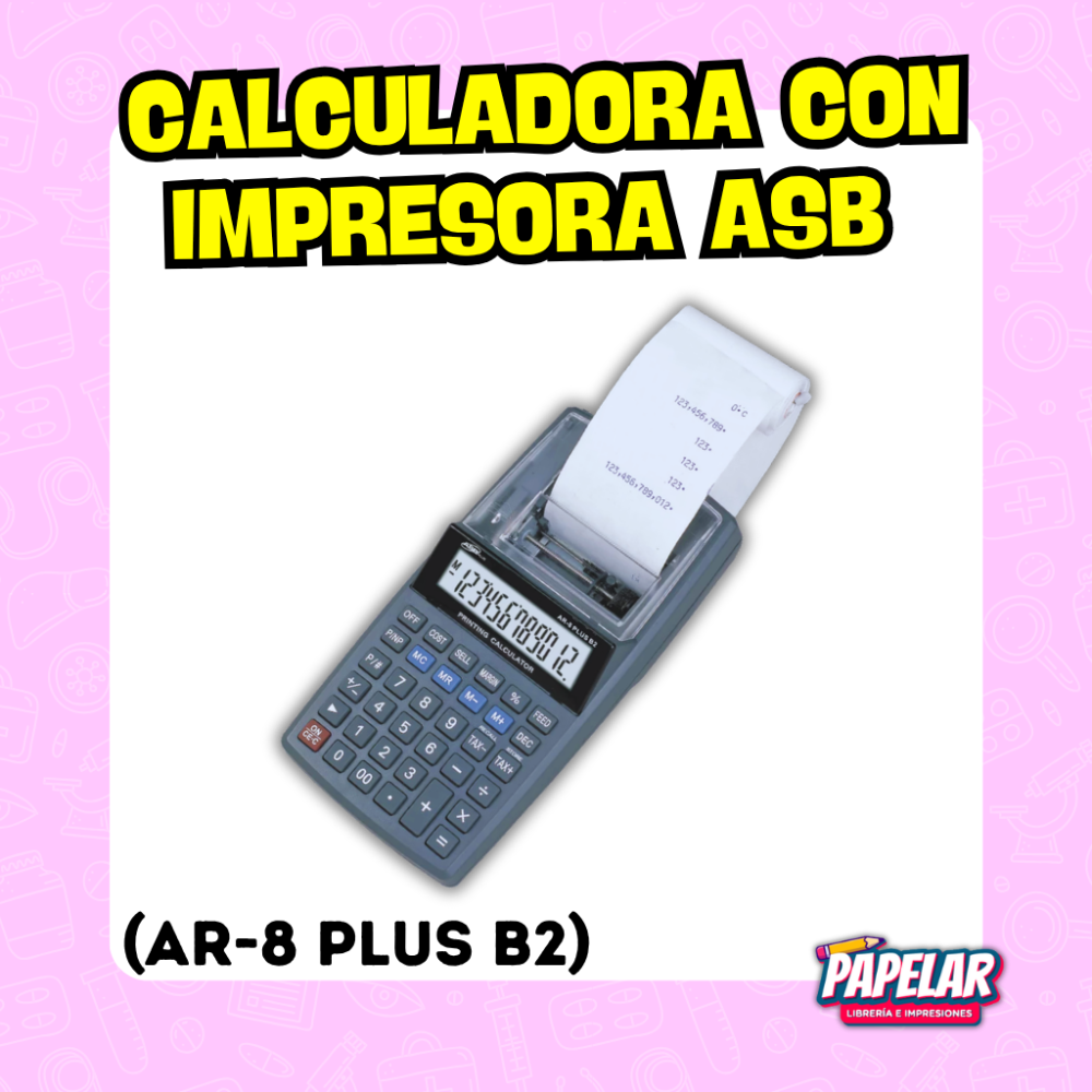 CALCULADORA ASB  CON IMPRESORA AR-8 PLUS B2