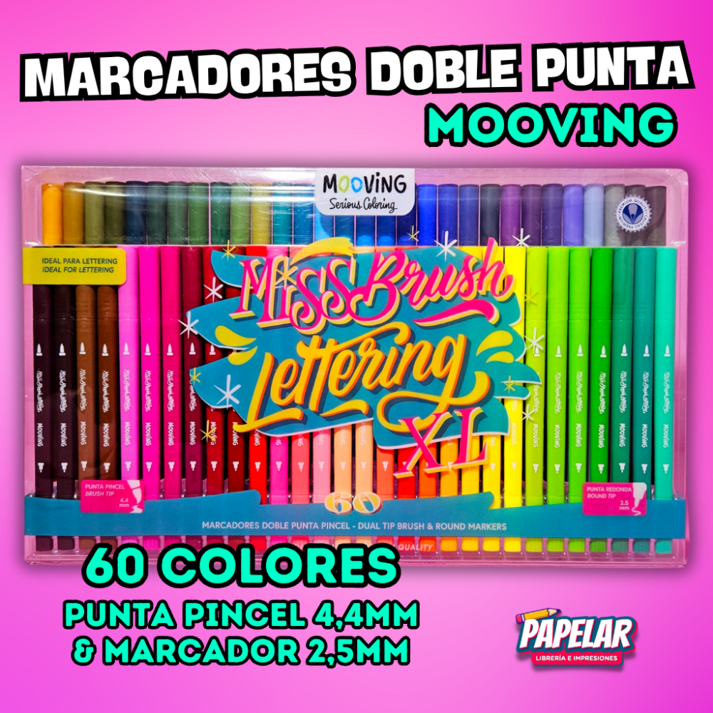 MARCADOR DOBLE PUNTA X60 MOOVING COLORS LETTERING