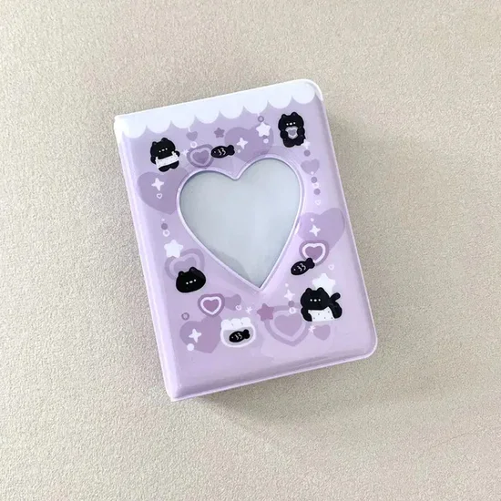 BINDER PEQUEÑO CORAZON PASTEL GATITO MORADO