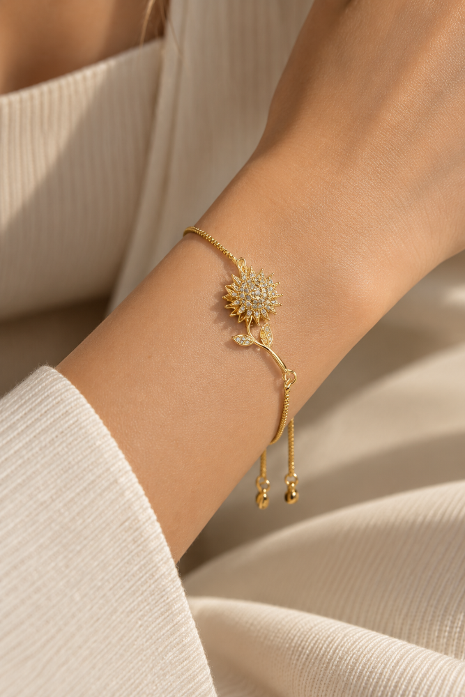 Pulsera Margarita dorada regulable 3