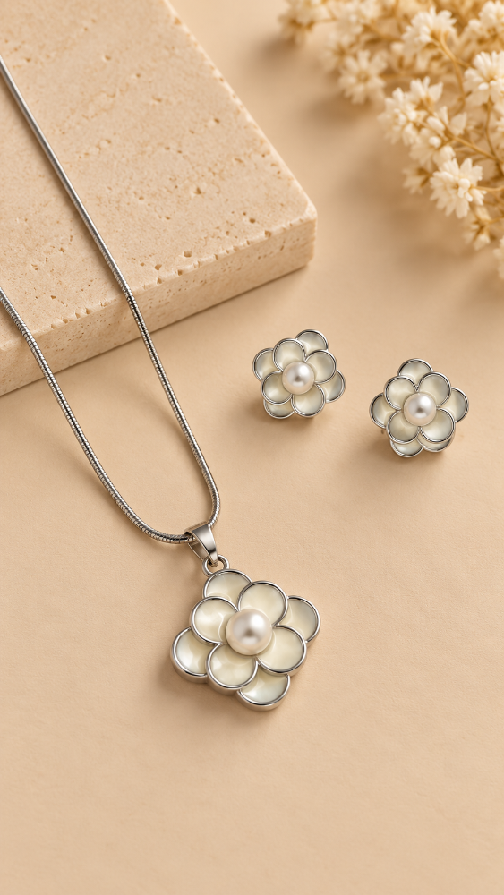 Set Flor Plateada