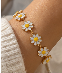 Pulsera Margarita blanca con dorada