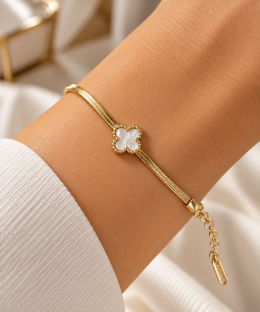 Pulsera Van Cleff plana perla