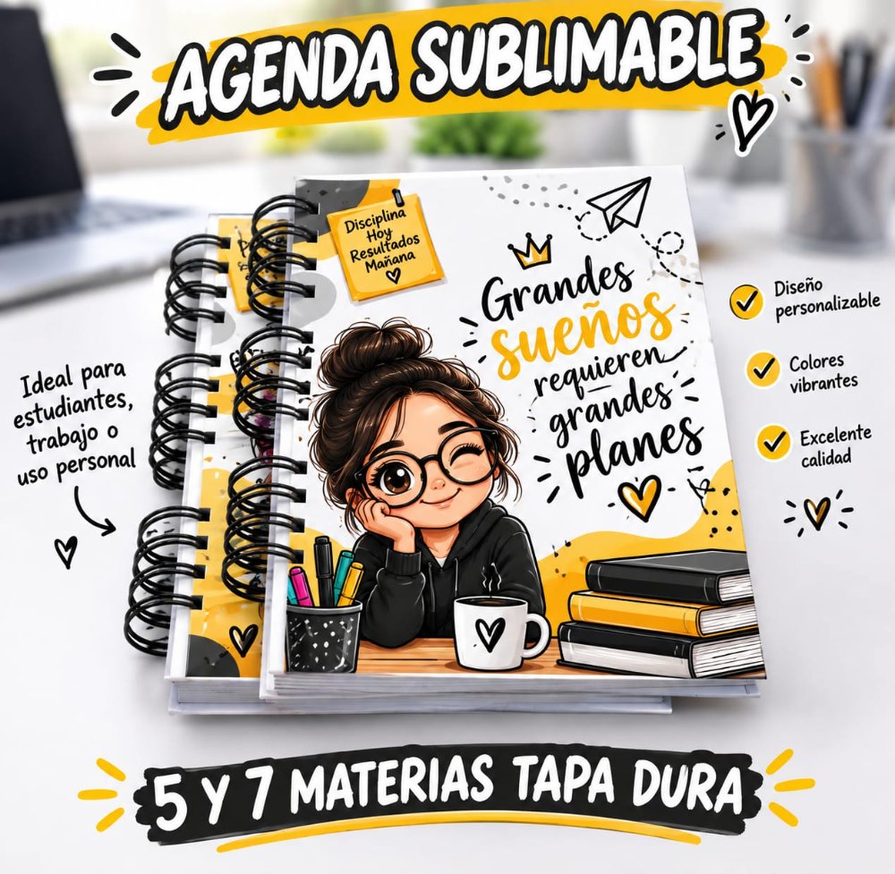 Agenda 7 materias personalizadas 17*24