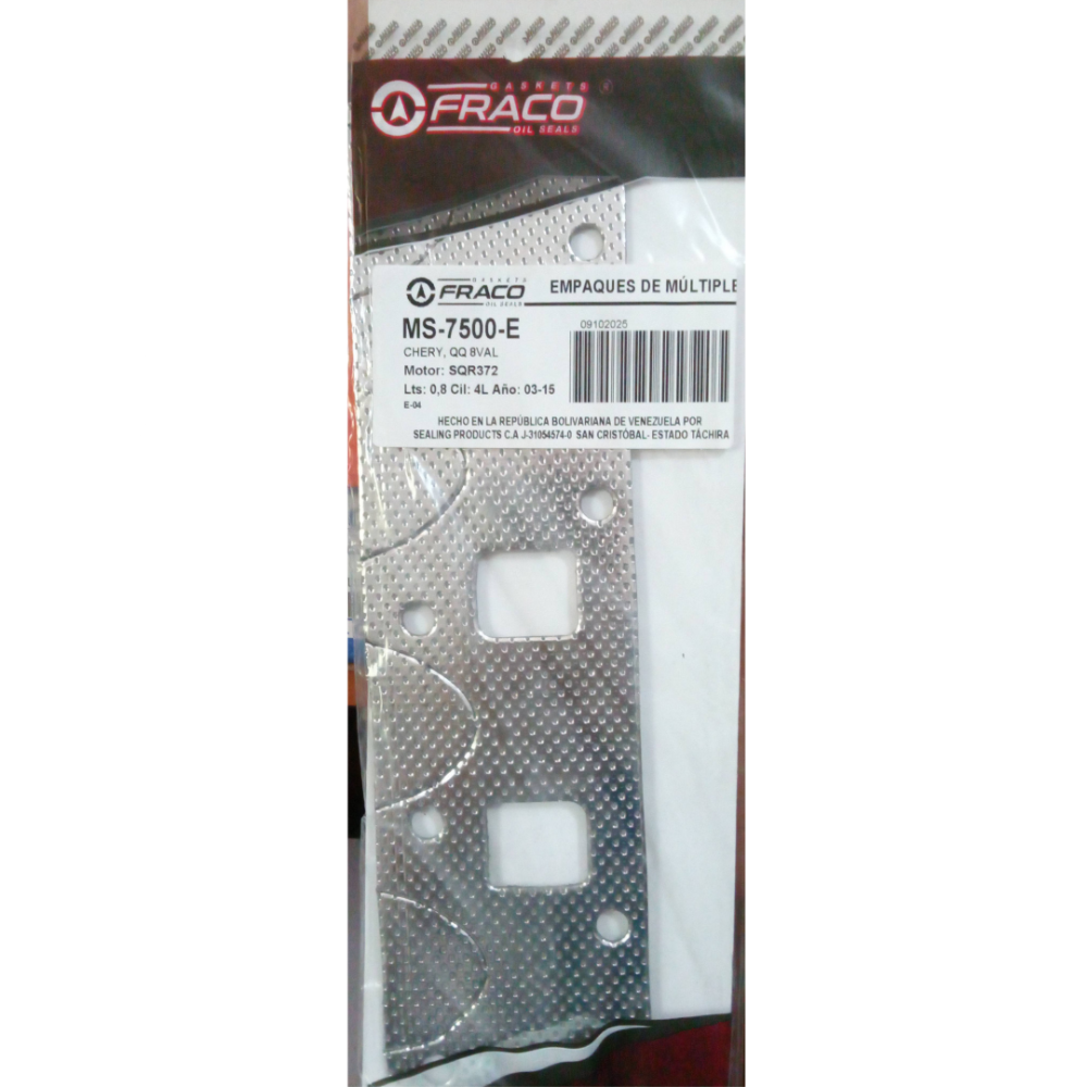 MS-7500-E FRACO EMPACADURA ESCAPE CHERY QQ 8V SQR372