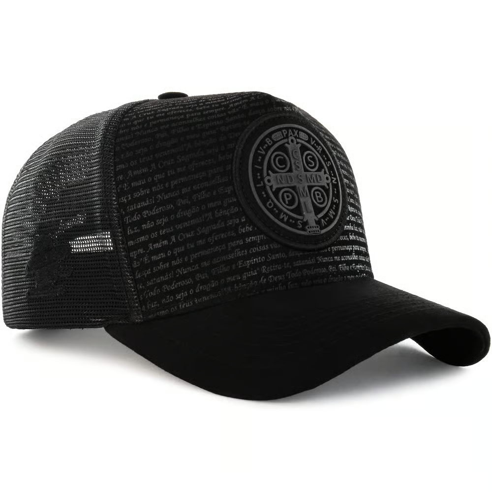 Boné Sacudido's - Medalha de São Bento - Suede Preto - Oração