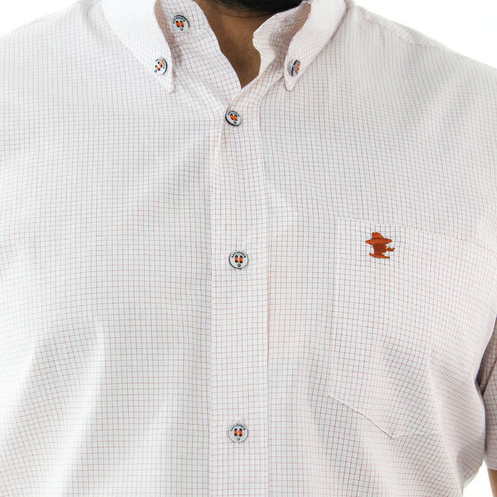 Camisa Manga Curta Sacudido's e Bolso- Xadrez Vermelho e Branco