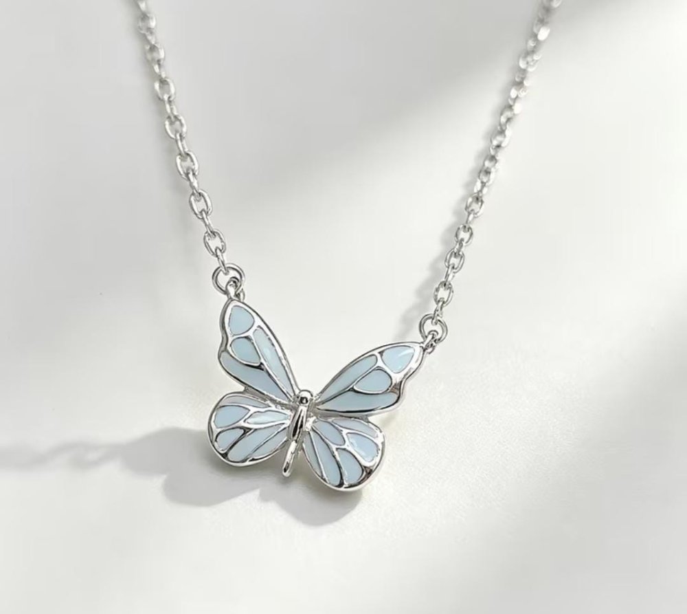 COLLAR MARIPOSA LUMINOSA ACERO INOX. SILVER