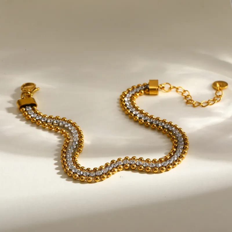 PULSERA ELEGANTE CUENTAS Y CIRCONES