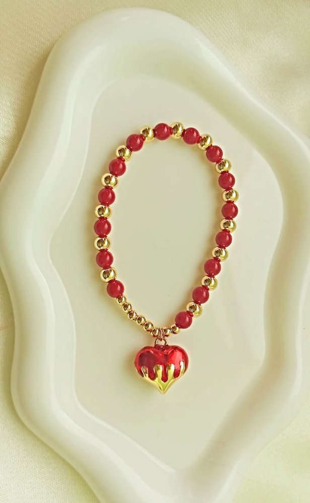 PULSERA ELASTICADA CORAZON EN LLAMAS