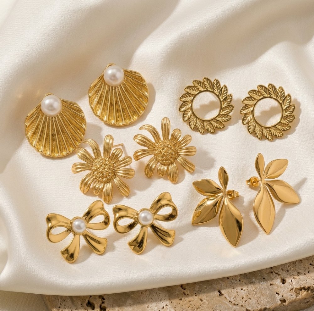 ARETES CHUNKY DORADOS PERLA UNIDAD