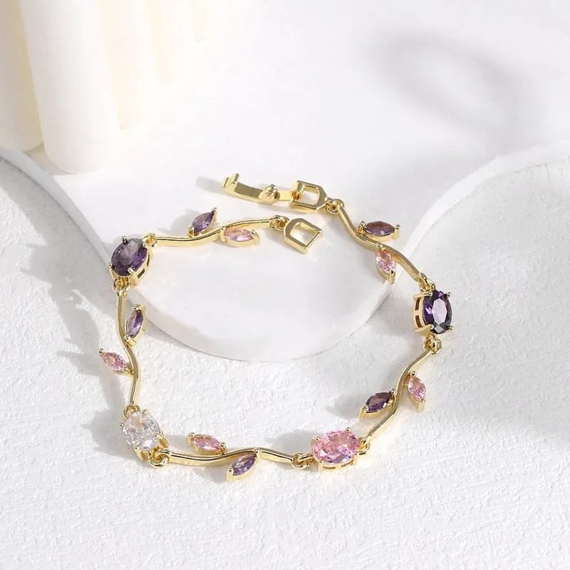PULSERA TULIPAN GOLD ROSA - LILA