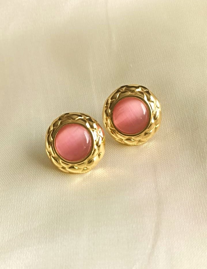 ARETES CHUNKY BOTON ROSA