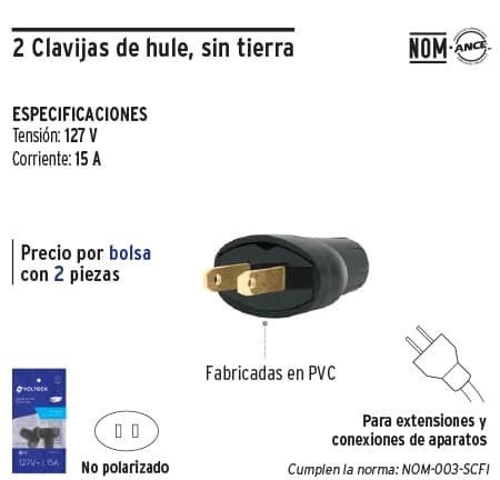 Y Clavija de Hule sin tierra