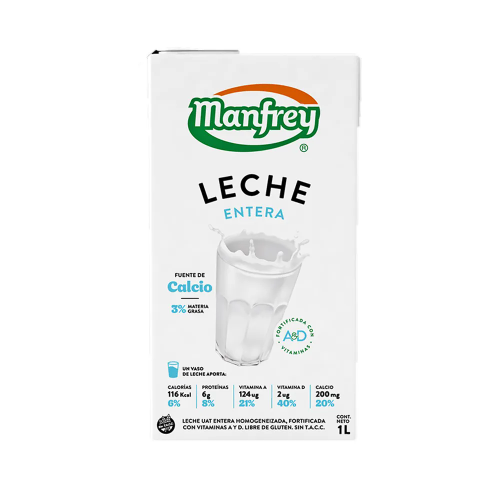 LECHE LARGA VIDA ENTERA MANFREY X 1 L