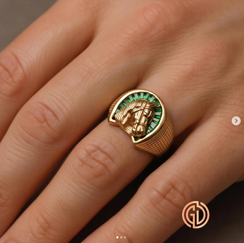 Anillo de caballo con esmeraldas - Ref 6044