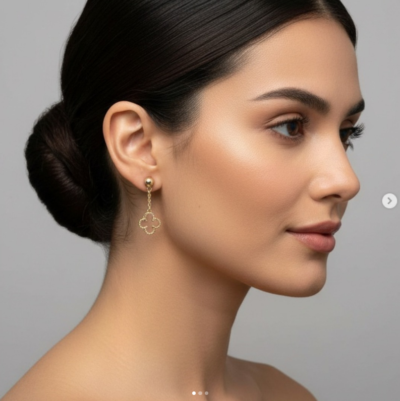 Aretes largos de flor - Ref 6718