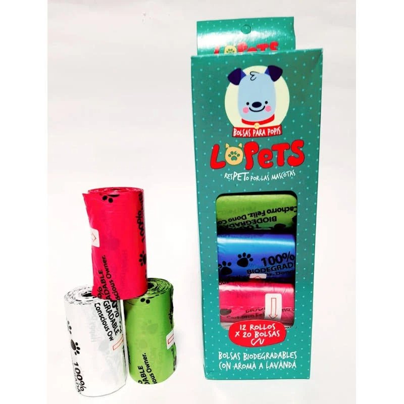 Bolsas lopets caja completa 12 rollos x 20 bolsas c/u