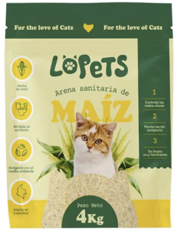 Lopets arena sanitaria de maíz