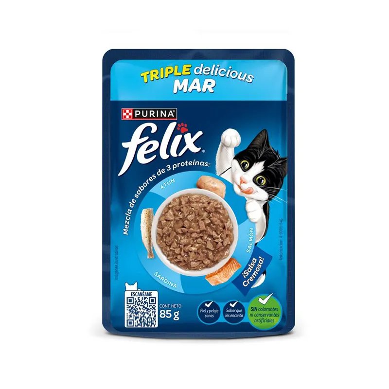 Felix alimento húmedo triple delicious mar