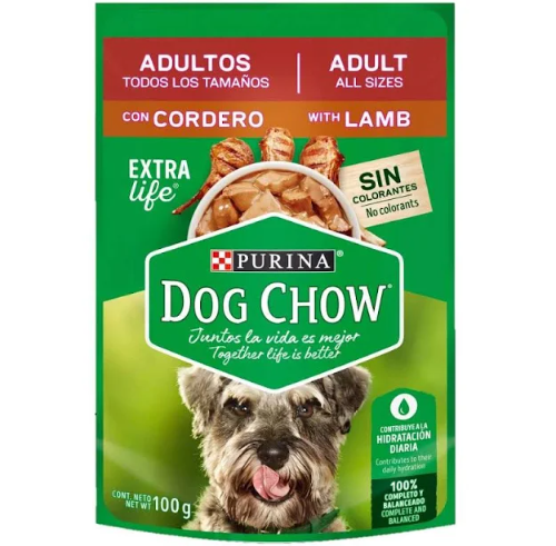 Dog chow alimento húmedo adultos todos los tamaños con cordero