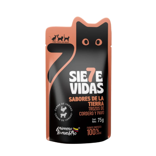 Siete vidas trozos sabores de la tierra cordero y pavo