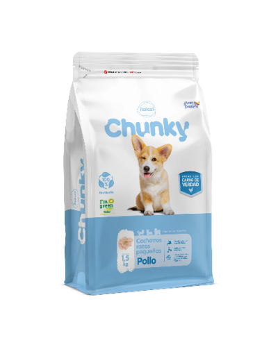 Chunky cachorros razas pequeñas pollo