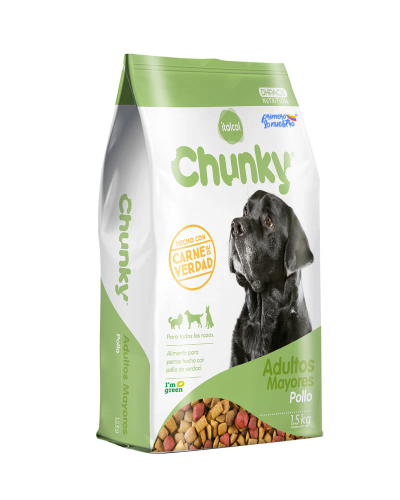 Chunky perros adultos mayores pollo