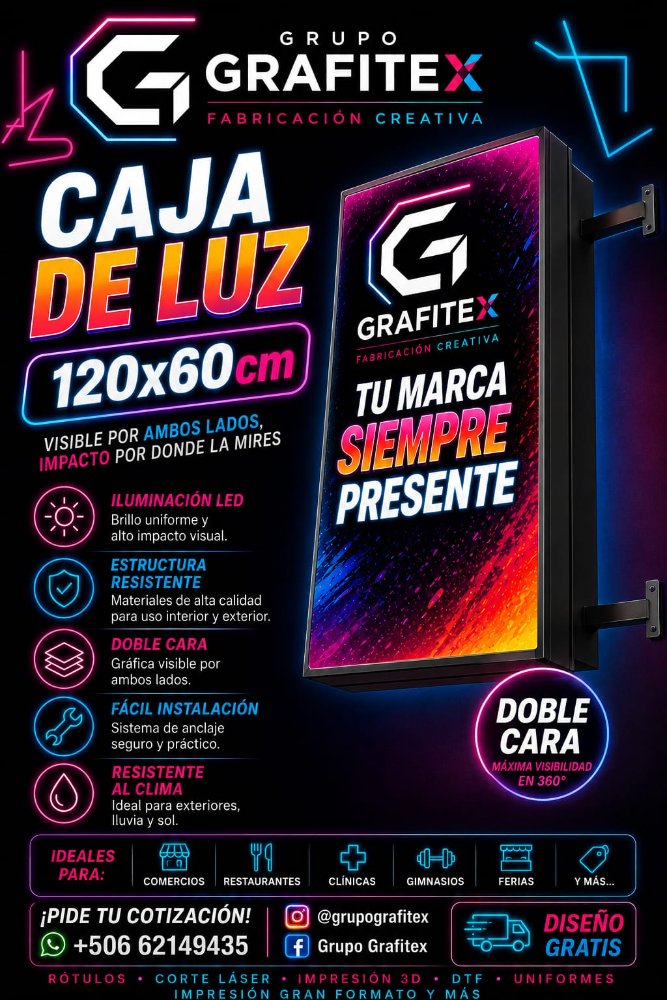 CAJA DE LUZ DOBLE CARA 120X60CM
