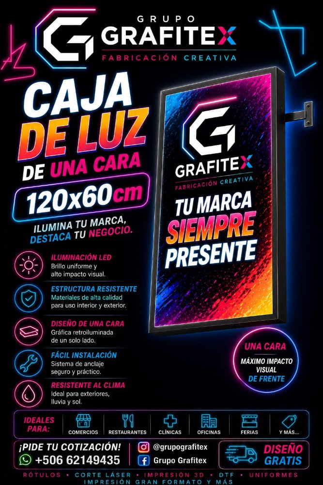 CAJA DE LUZ UNA CARA 120X60CM