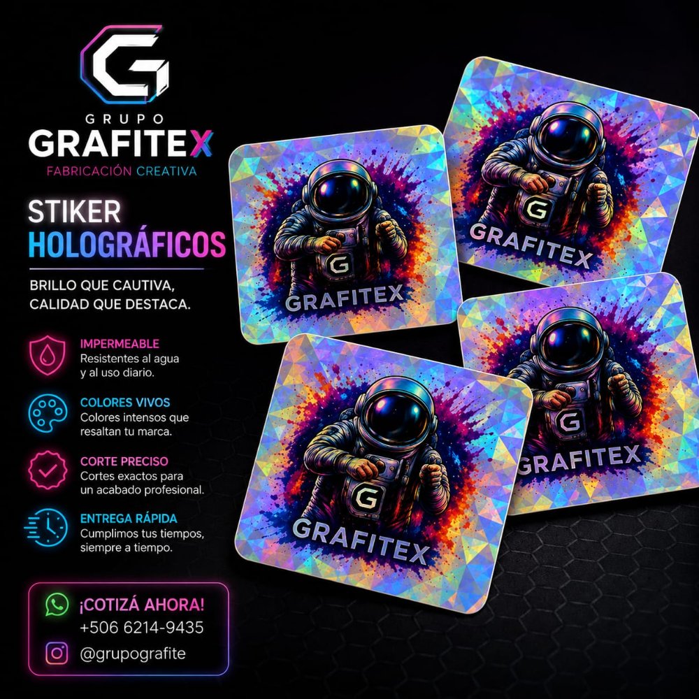 STIKER HOLOGRAFICO 6X6CM 100UNI