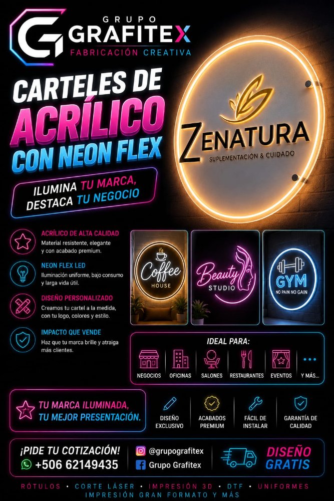 CARTEL DE ACRILICO CON NEON FLEX