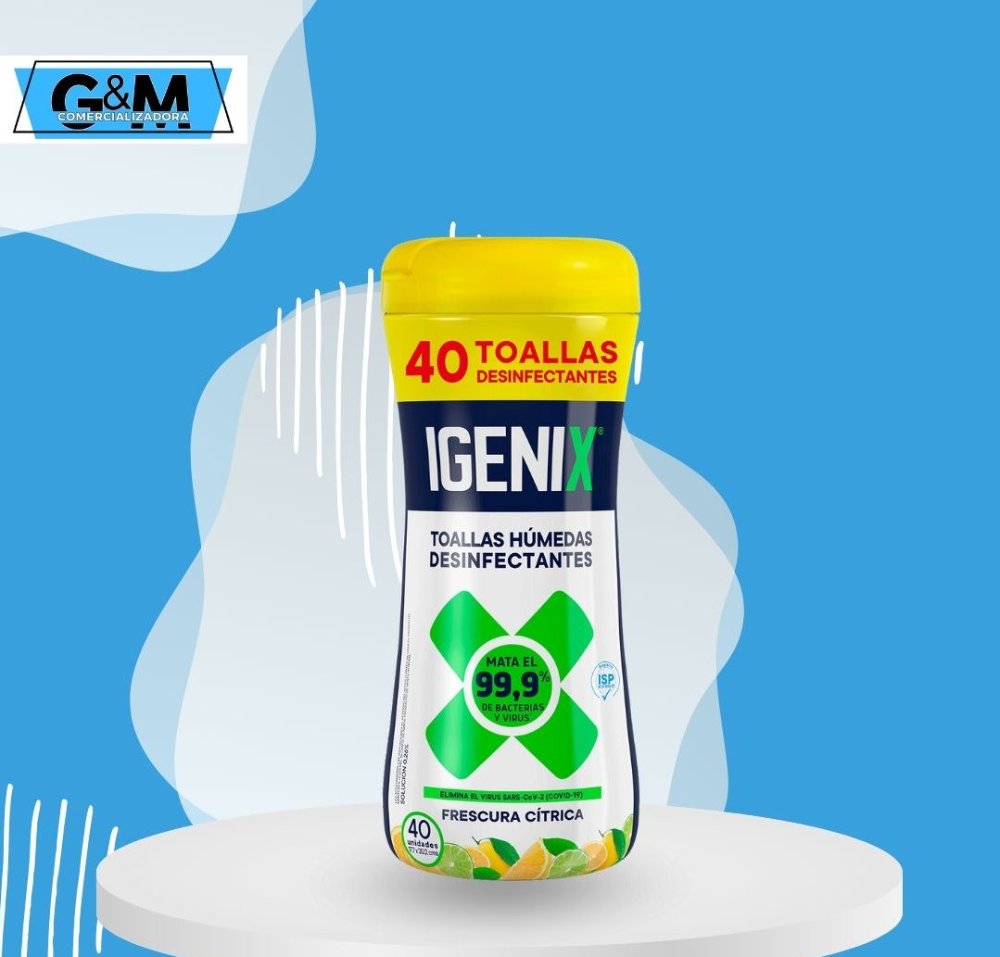 TOALLA HUMEDA DESINFECTANTE MULTIUSO AROMA LIMON 40 UN MARCA IGENIX