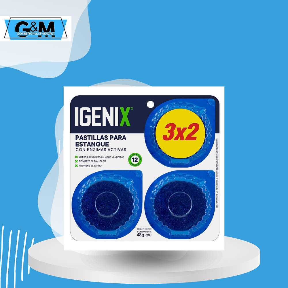 TABLETA BAÑO WC MARCA IGENIX 3 UNIDADES