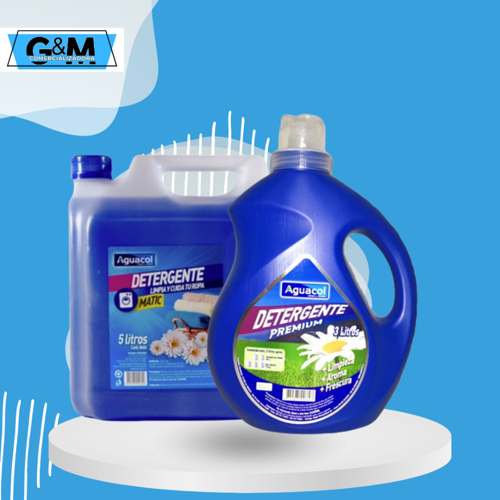 PACK OFERTA DETERGENTE MATIC 5 LTS + DETERGENTE PREMIUM 3 LT MARCA AGUACOL