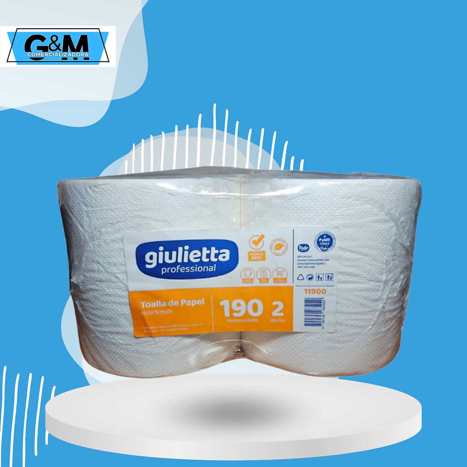 TOALLA PAPEL 190 MTS X 2 ROLLOS MARCA GIULIETTA