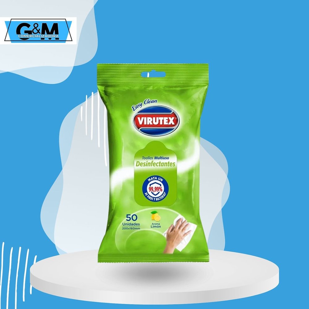 TOALLA HUMEDA DESINFECTANTE AROMA LIMON MARCA VIRUTEX 50 UN