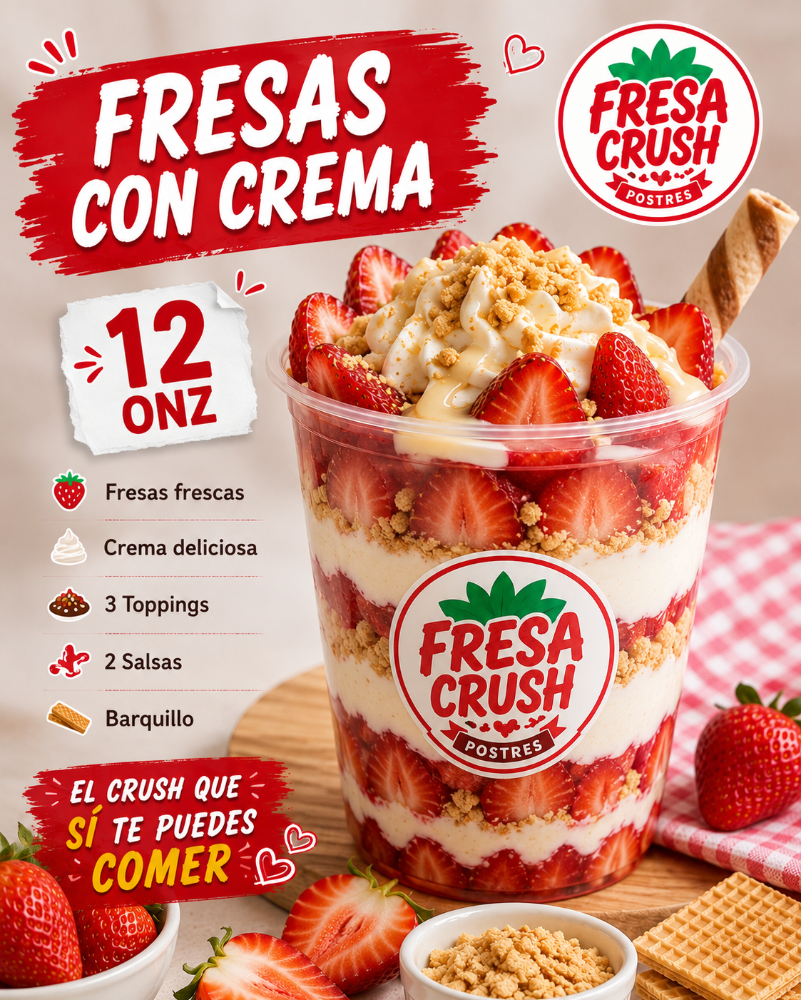 fresas con crema 12onz