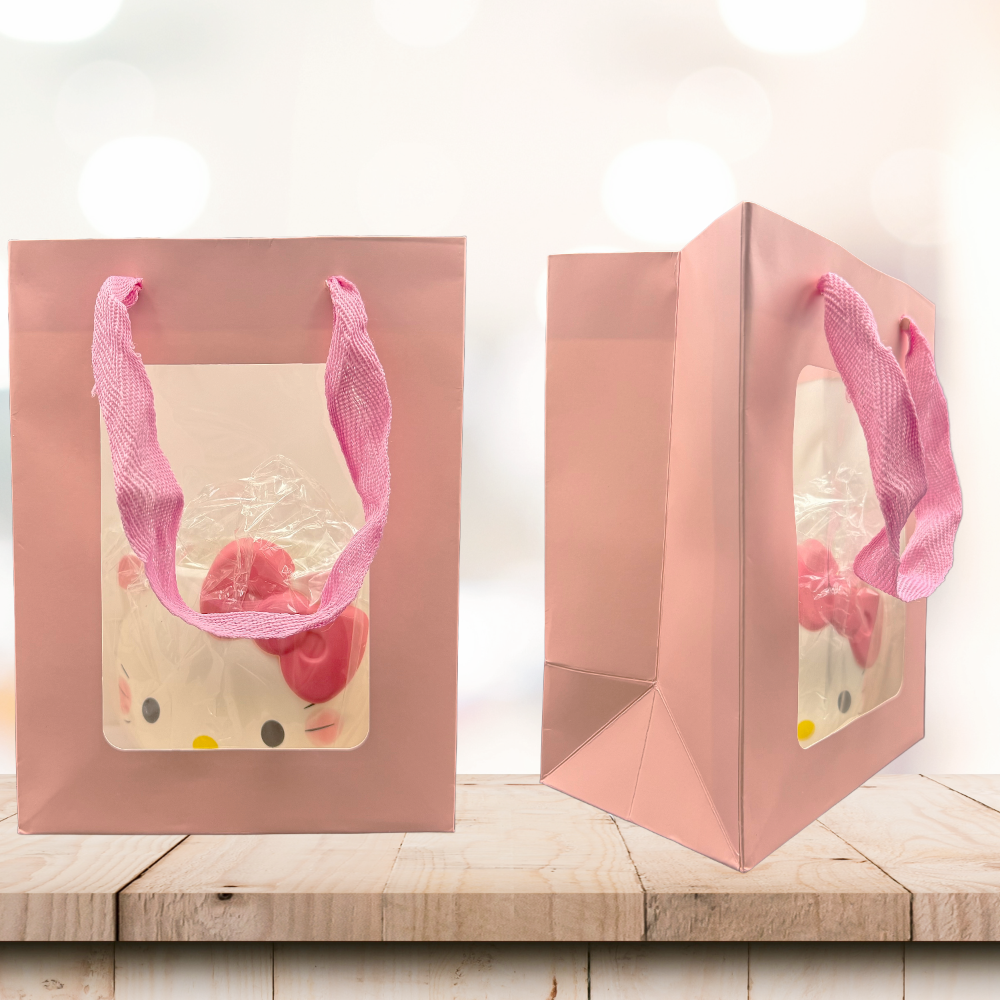 Gift Bag with Clear Window (Pink Color)