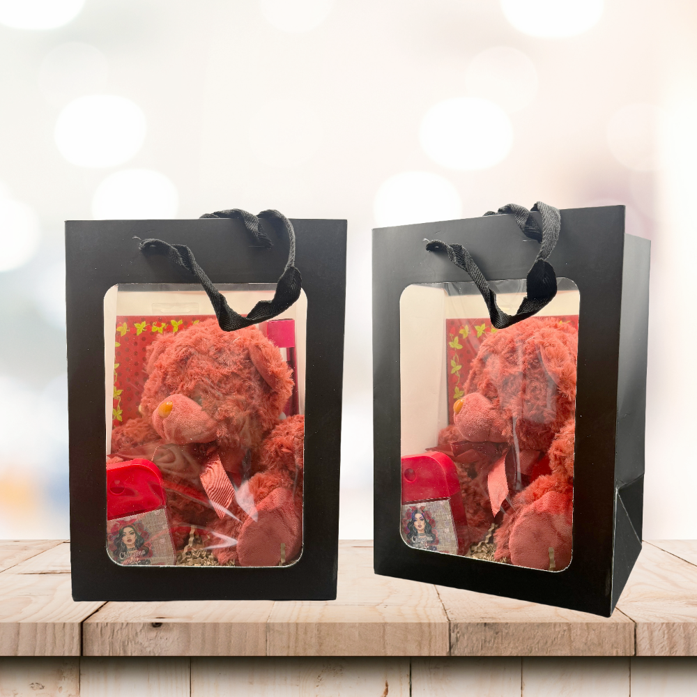 Gift Bag with Clear Window (Black Color)
