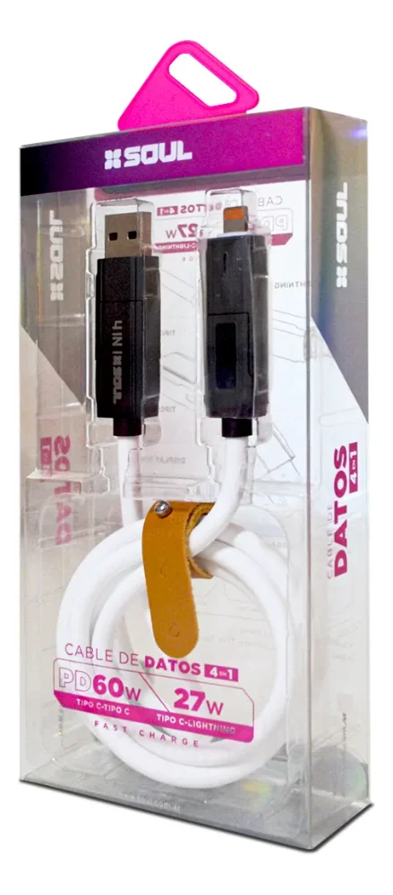 Cable De Datos 4 En 1 Usb Tipoc Lightning: 3.1 A Usb C: 60 W