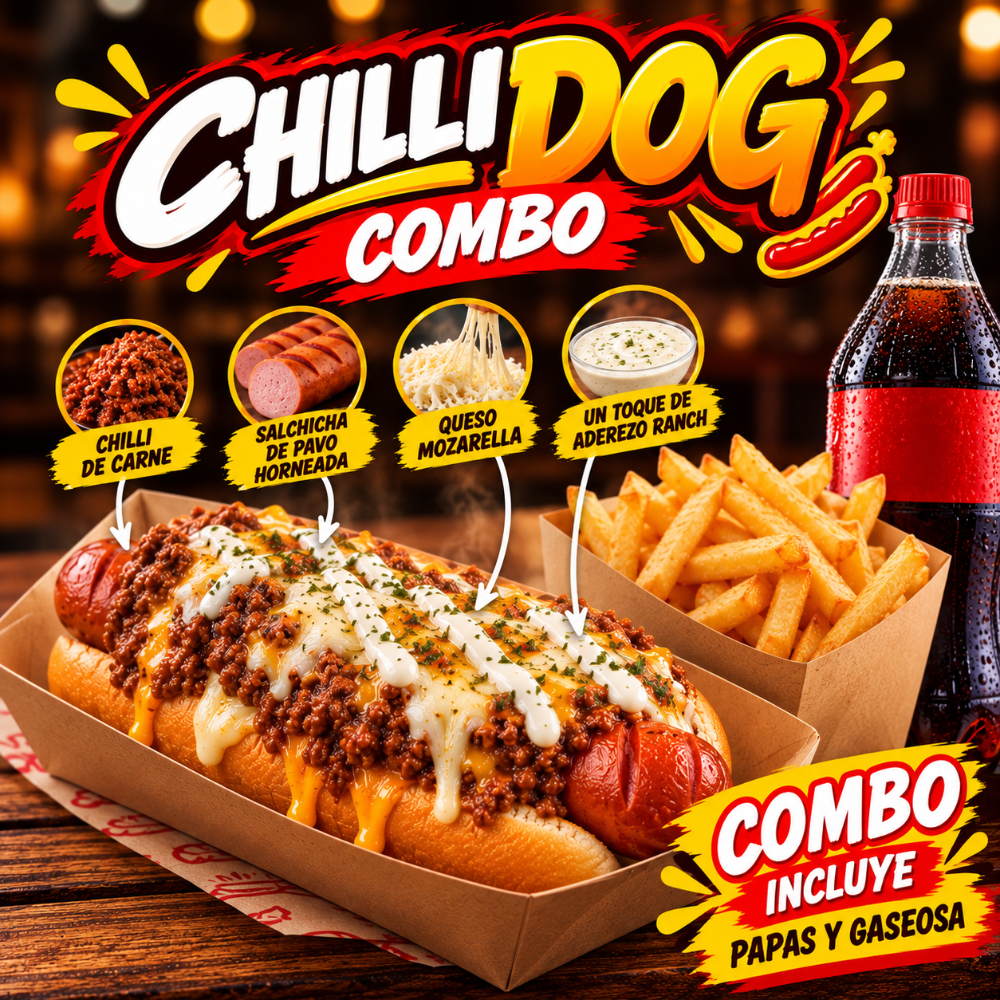 Combo de Hot dog chillidog