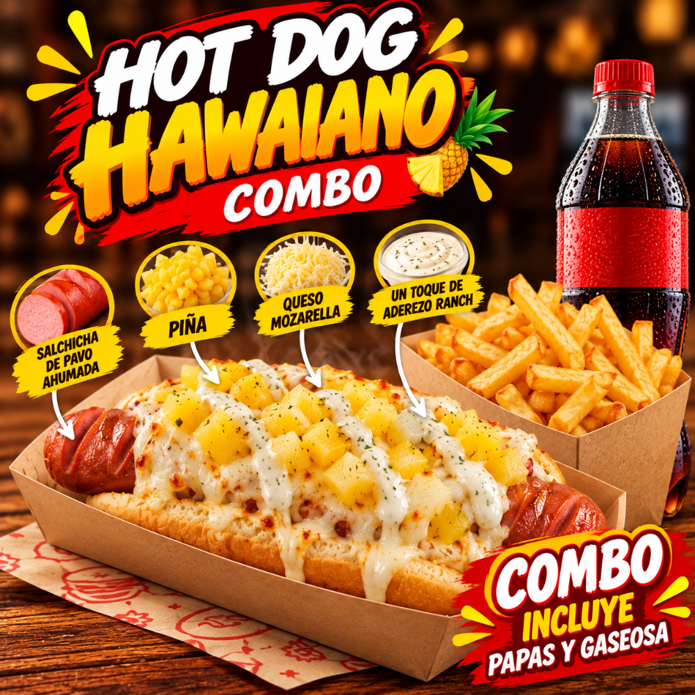 Combo hot dog Hawaiano