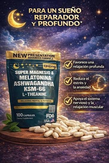 SUPER MAGNESIO + MELATONINA ASHWAGANDHA KSM 66+ L THEA X100