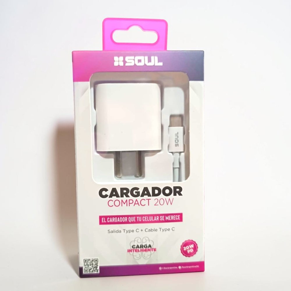 CARGADOR SOUL COMPACT 20W CON CABLE TIPO C
