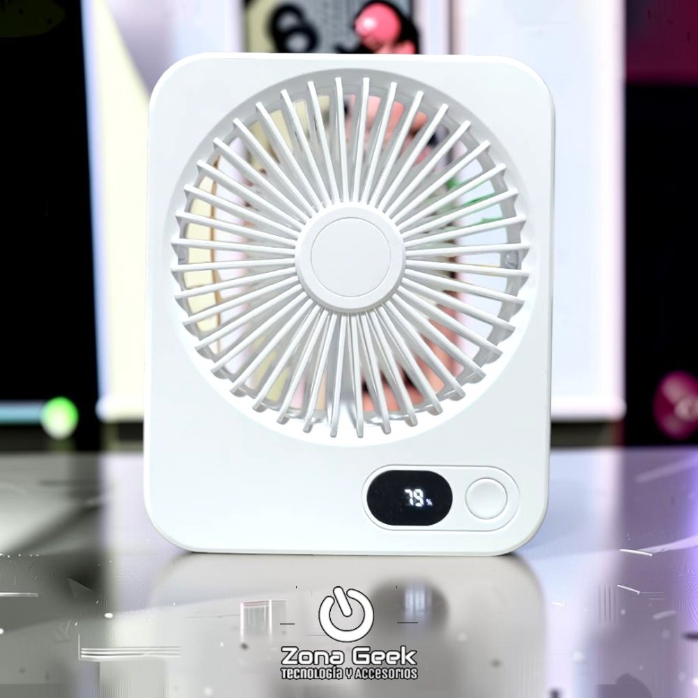 VENTILADOR DE ESCRITORIO CON INDICADOR DE POTENCIA BLANCO