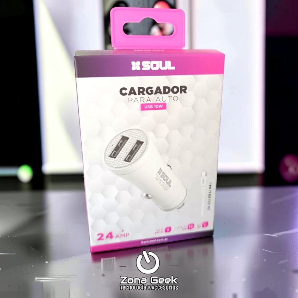 CARGADOR DE AUTO DUAL 2.4 10W USB A TIPO C - SOUL